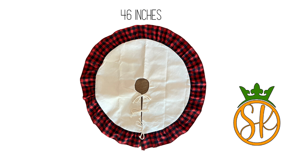 Thumbnail: Sublimation Christmas Tree Skirt- Buffalo Red and Black Pattern