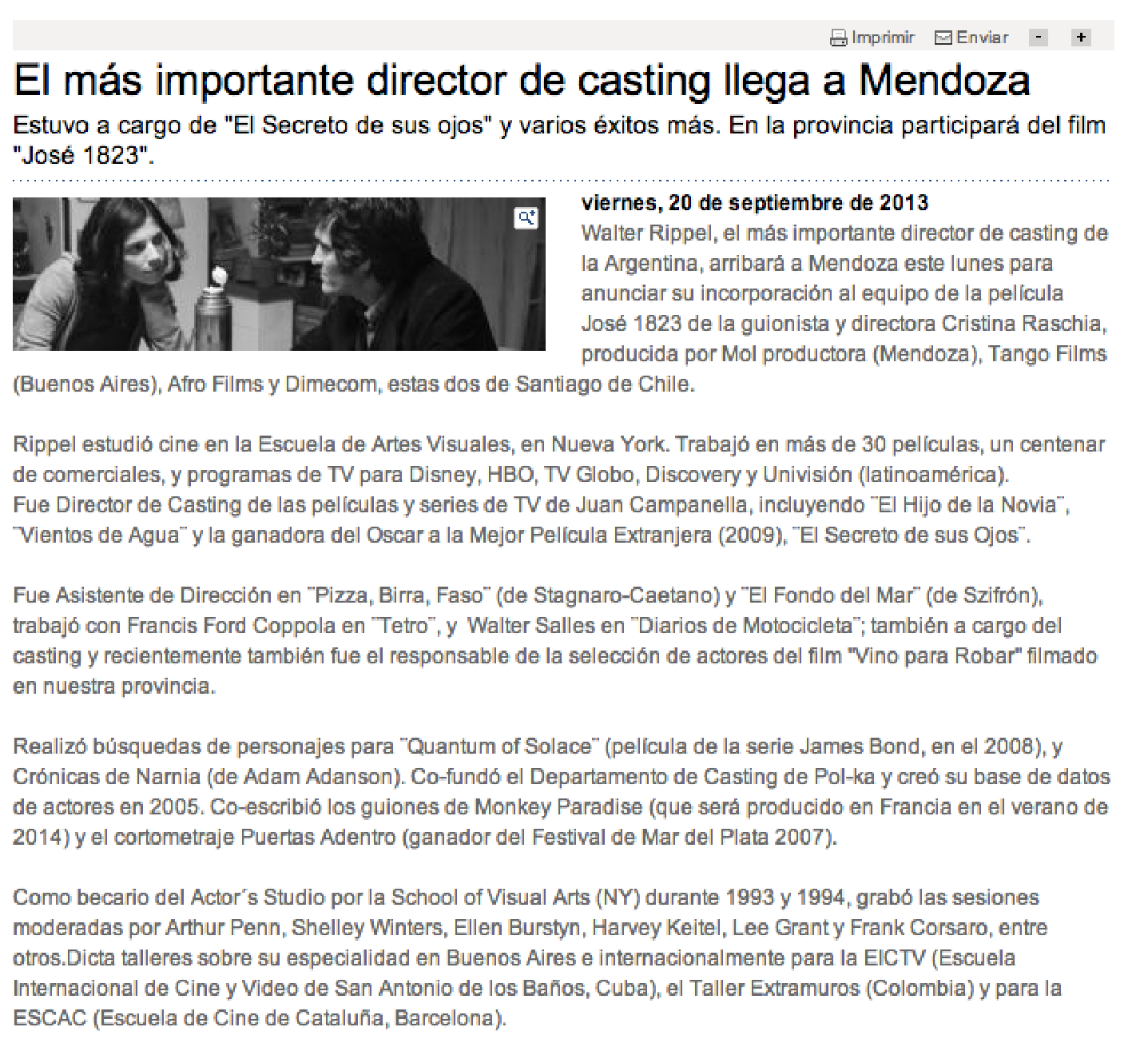 Nota en Diario Los Andes