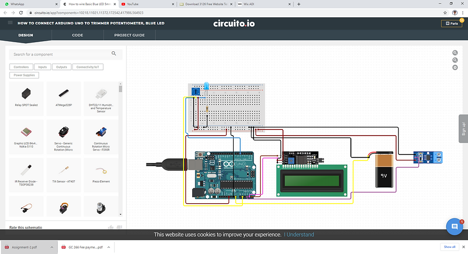 How to wire Basic Blue LED 5mm, Trimmer 