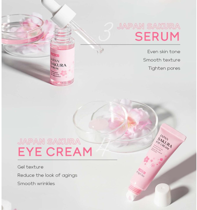Thumbnail: 6pcs Sakura Face Skin care set deep cleansing moisturizing repairing anti-Aging