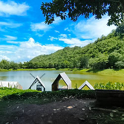 <a href="URL">A restaurant with a scenic lake view in Kanchanaburi, offering tranquil waters, lush green surroundings, and a peaceful ambiance</a