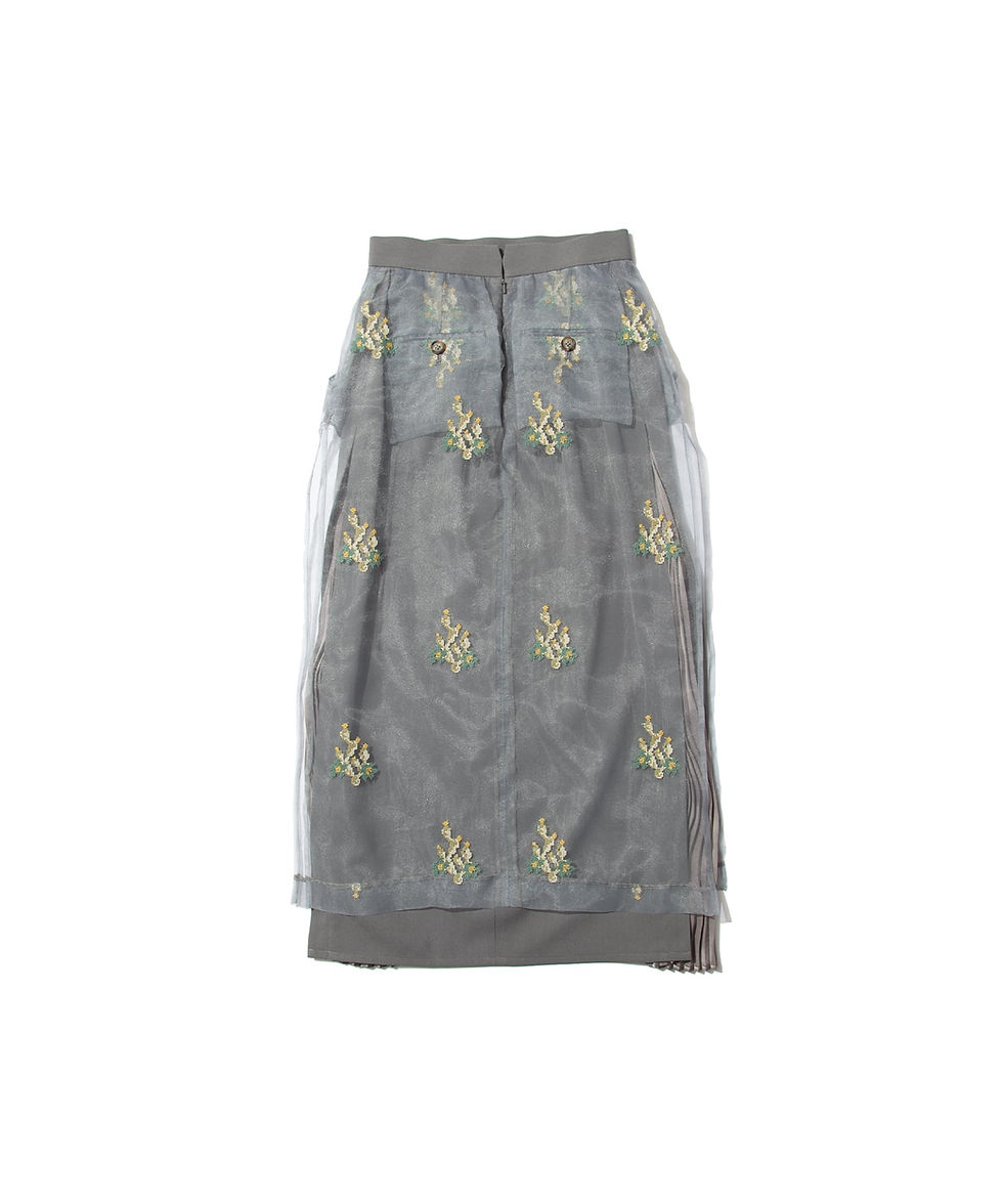 サムネイル： "YOU"  Sheer Through Layered Pleats Combi  Skirt