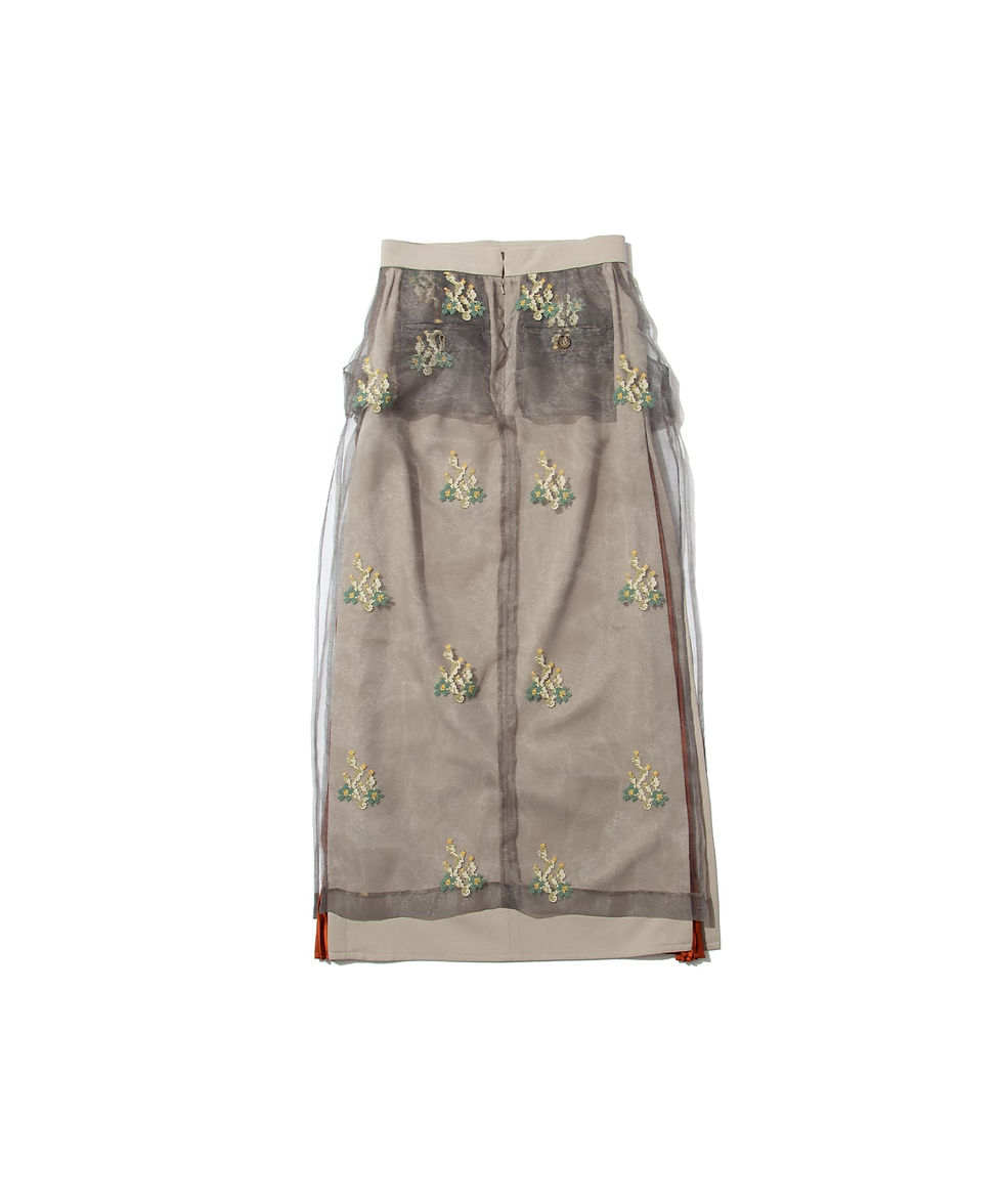 サムネイル： "YOU"  Sheer Through Layered Pleats Combi  Skirt