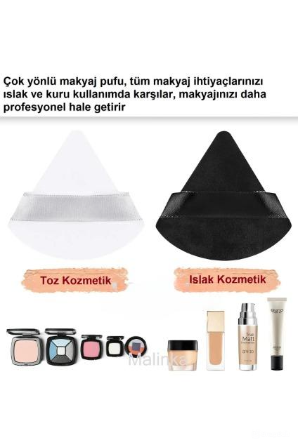 Küçük resim: 2 Adet Pembe Üçgen Pamuk Yıkanabilir Puf Yüz Kontür Makyaj Süngeri Mini Boy