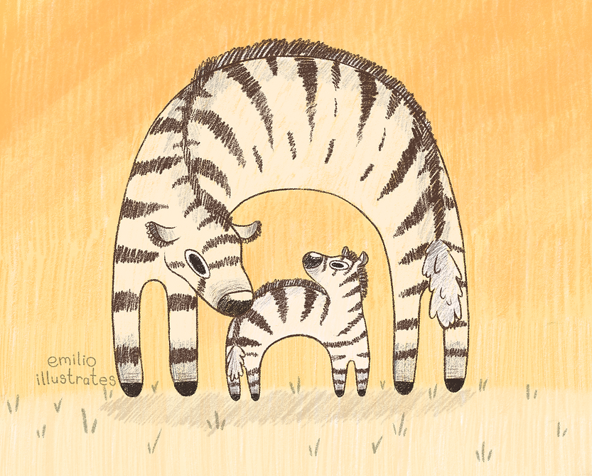 illustration of two zebras