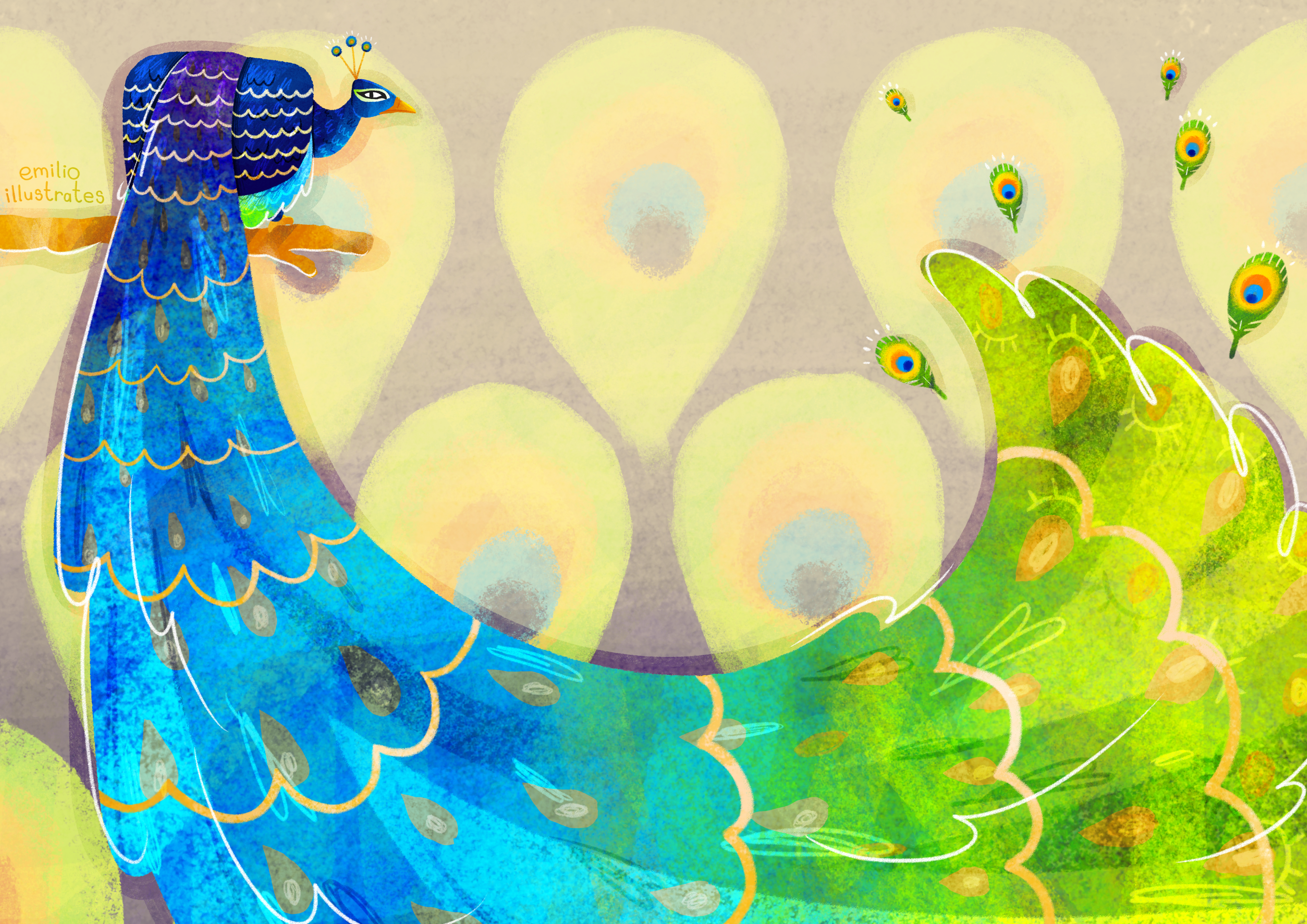 Prismatic Peacock Print