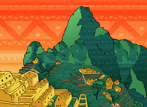 colourful illustration of machu picchu illustrated by emilio illustrates