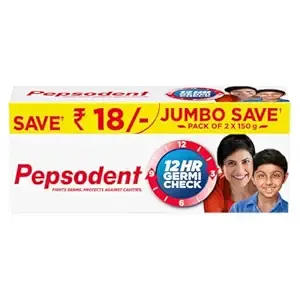 Pepsodent Germicheck 300g (150g x 2, Pack of 2) 8 Actions, Whole Mouth Cavity Pr