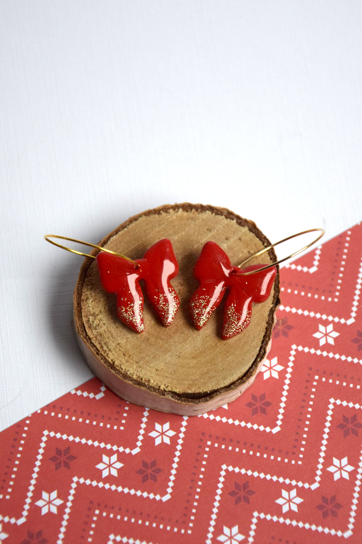 Boucles d'oreilles Noël créoles noeuds