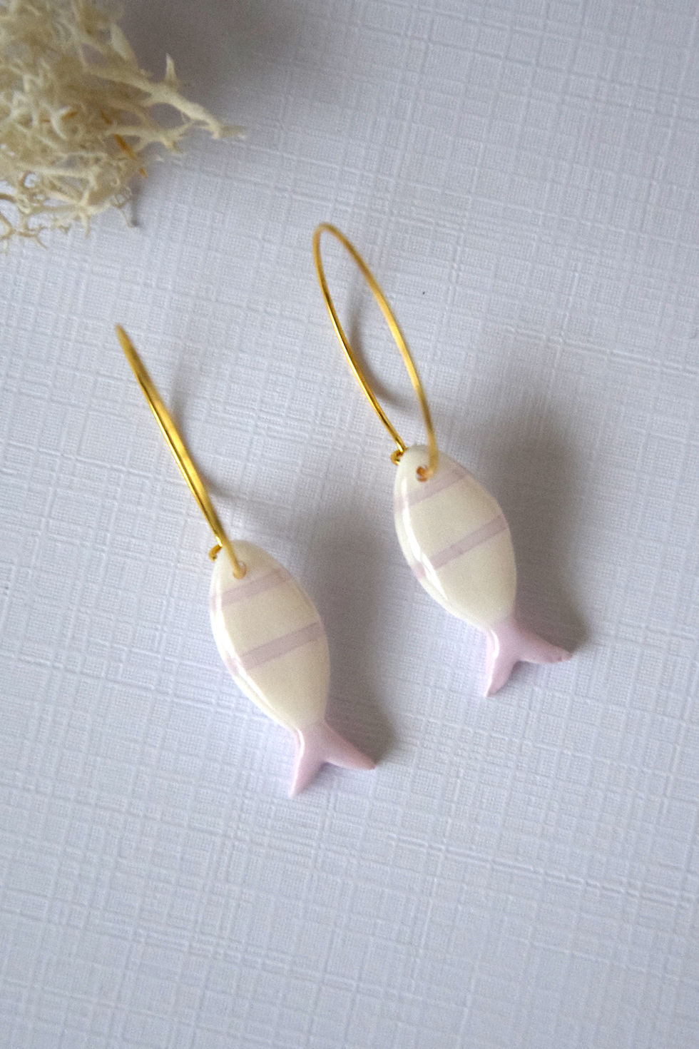 Miniature : Boucles d'oreilles créoles dorées poisson marinière modèle2