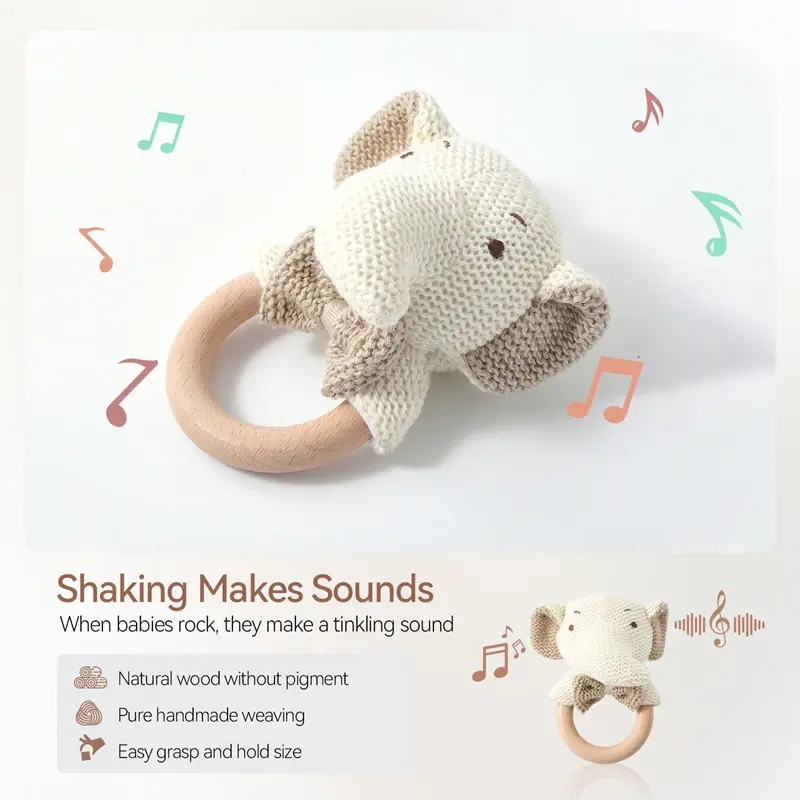 Thumbnail: Organic Knit Animal Teething Rattles
