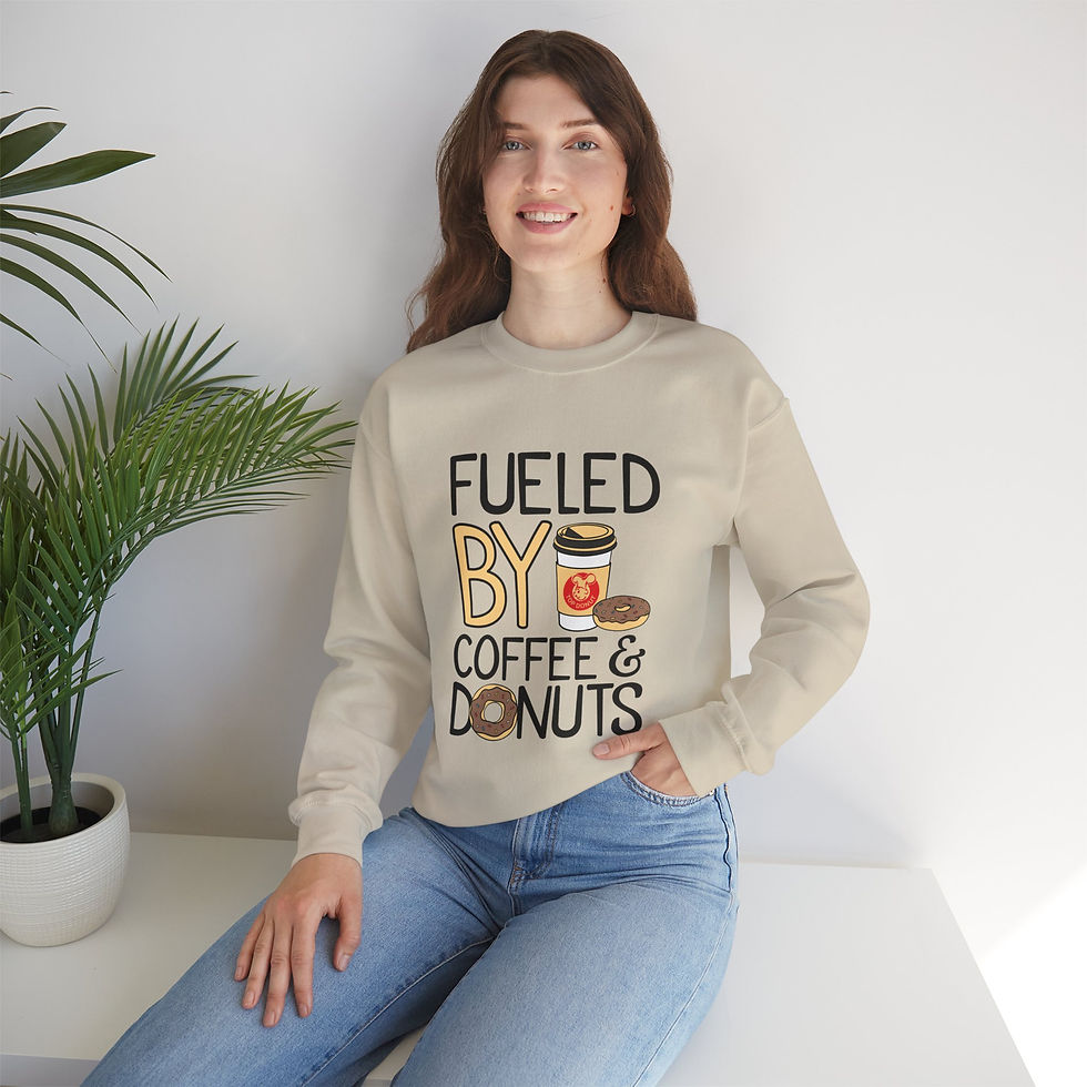 Thumbnail: Fueled by Coffee & Donuts Top Donut Sweatshirt