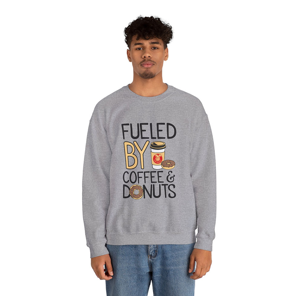 Thumbnail: Fueled by Coffee & Donuts Top Donut Sweatshirt