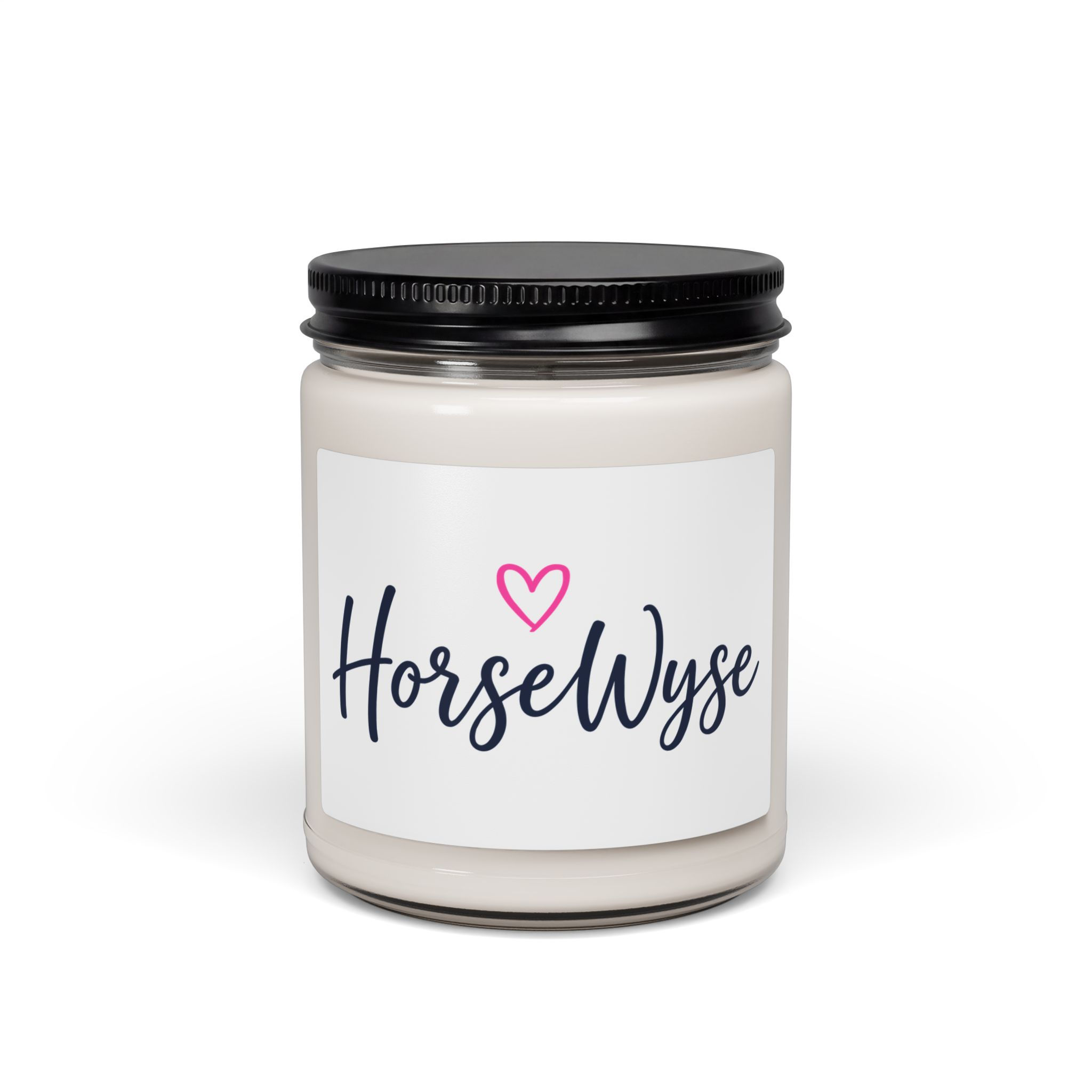 Soy Candle Scented (9 oz)— Cute HorseWyse Initials | Pink Script HW Pony Graphic