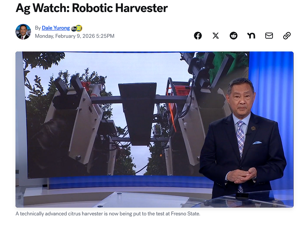 Fresno State’s Robotic Citrus Harvester Featured on ABC30