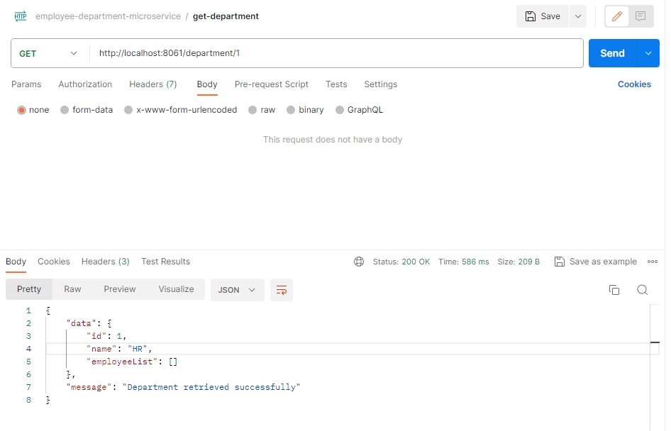 get department using API gateway