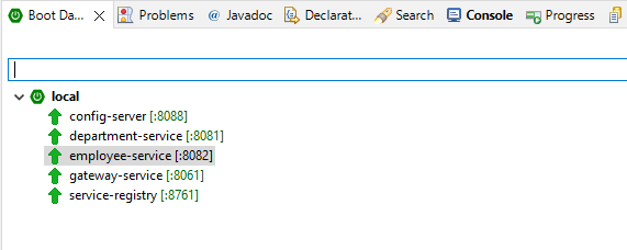 Spring boot dashboard in STS
