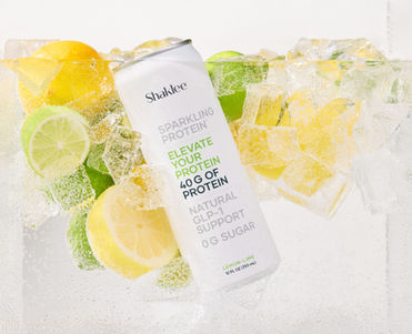 Sparkling protein drink with lemon and lime showing an easy way to support protein needs as we age