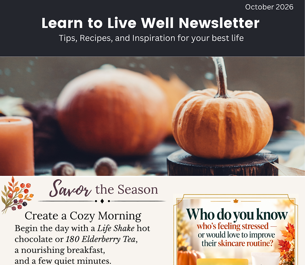 Eco-friendly fall yard cleanup tips, hydration, joint support, and recovery after outdoor work. Autumn wellness habits covering nutrition, movement, sleep, gut health, and featured Shaklee supplements. Pomifera treatment oil comparison: Pure Glow, Cypress Balance, and Rose Plump for different skincare needs. October Shaklee offers, Salted Caramel Life Shake, Liquid BioCell update, and cinnamon roasted pears with maple yogurt.