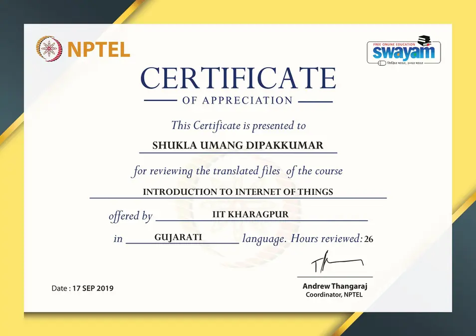 nptel-certificate-appreciation-iot-translation-umang-shukla