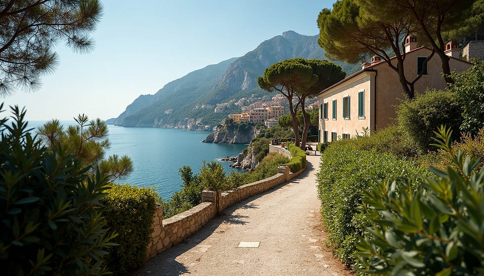 Vista di una villa sul mare in Costiera Amalfitana