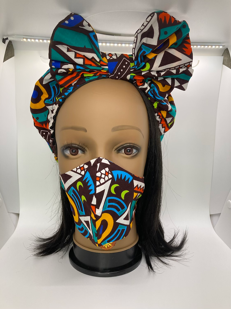 Thumbnail: Ankara Headband & Face Mask Set
