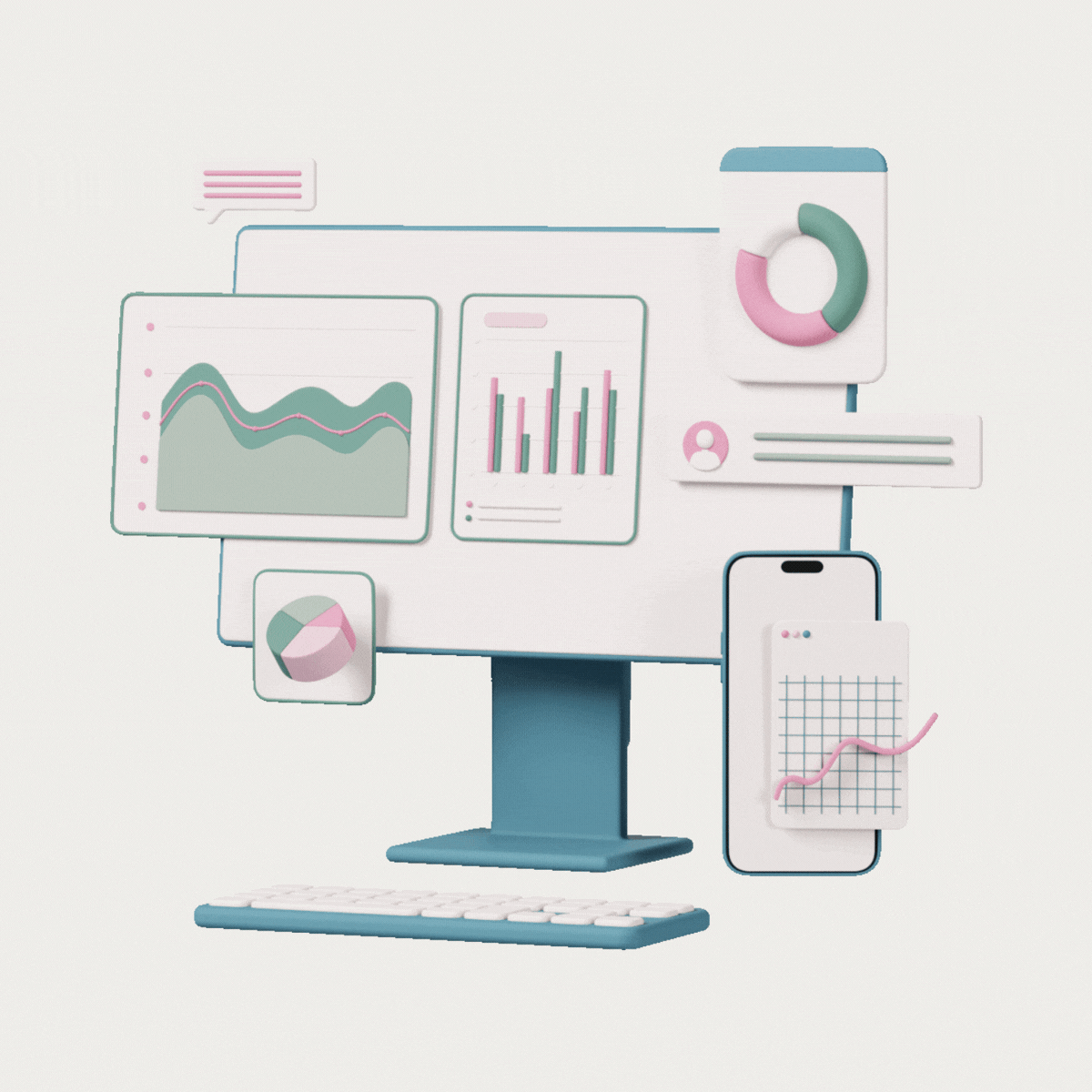 laptop screen with graphs