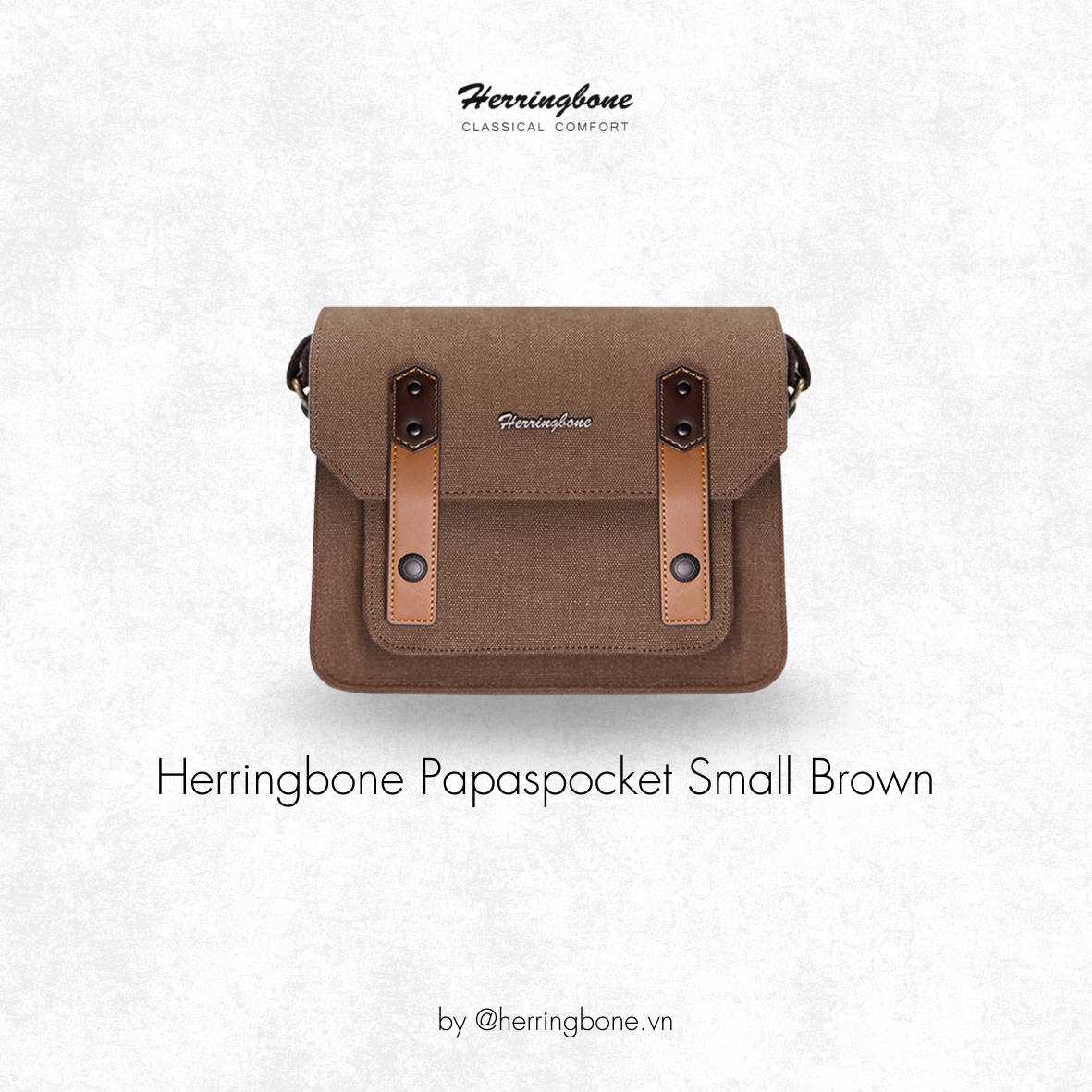 Herringbone Papaspocket Small Brown