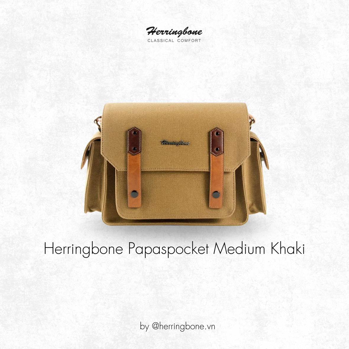 Herringbone Papaspocket Medium Khaki