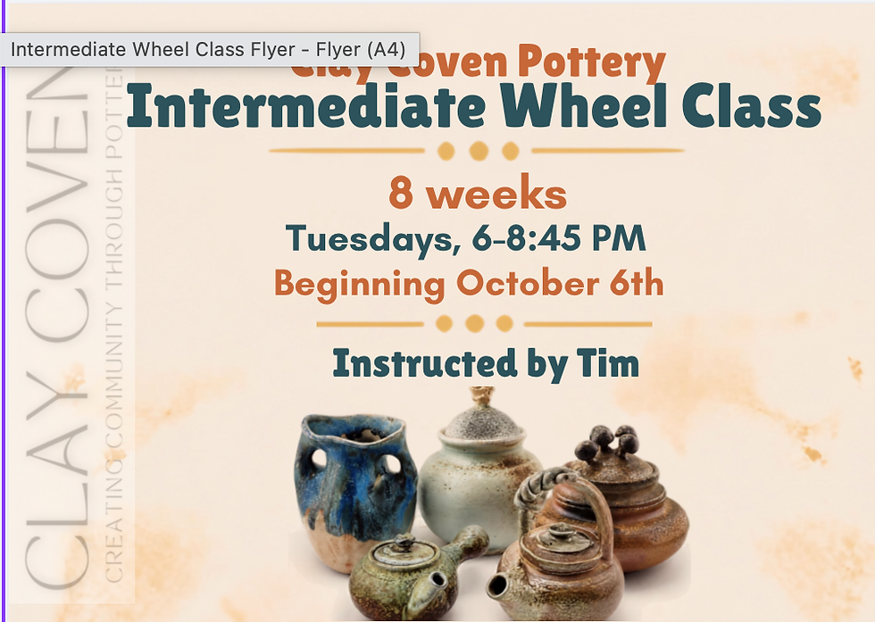 Tuesday Evening- Pottery Wheel Course for Intermediate