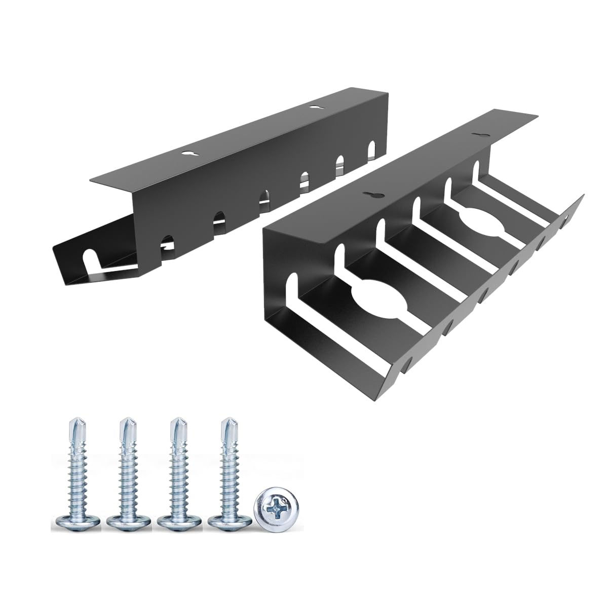 QiaoYoubang 2 Pcs of Cable Management Under Desk for Easy Mounting Metal Under D