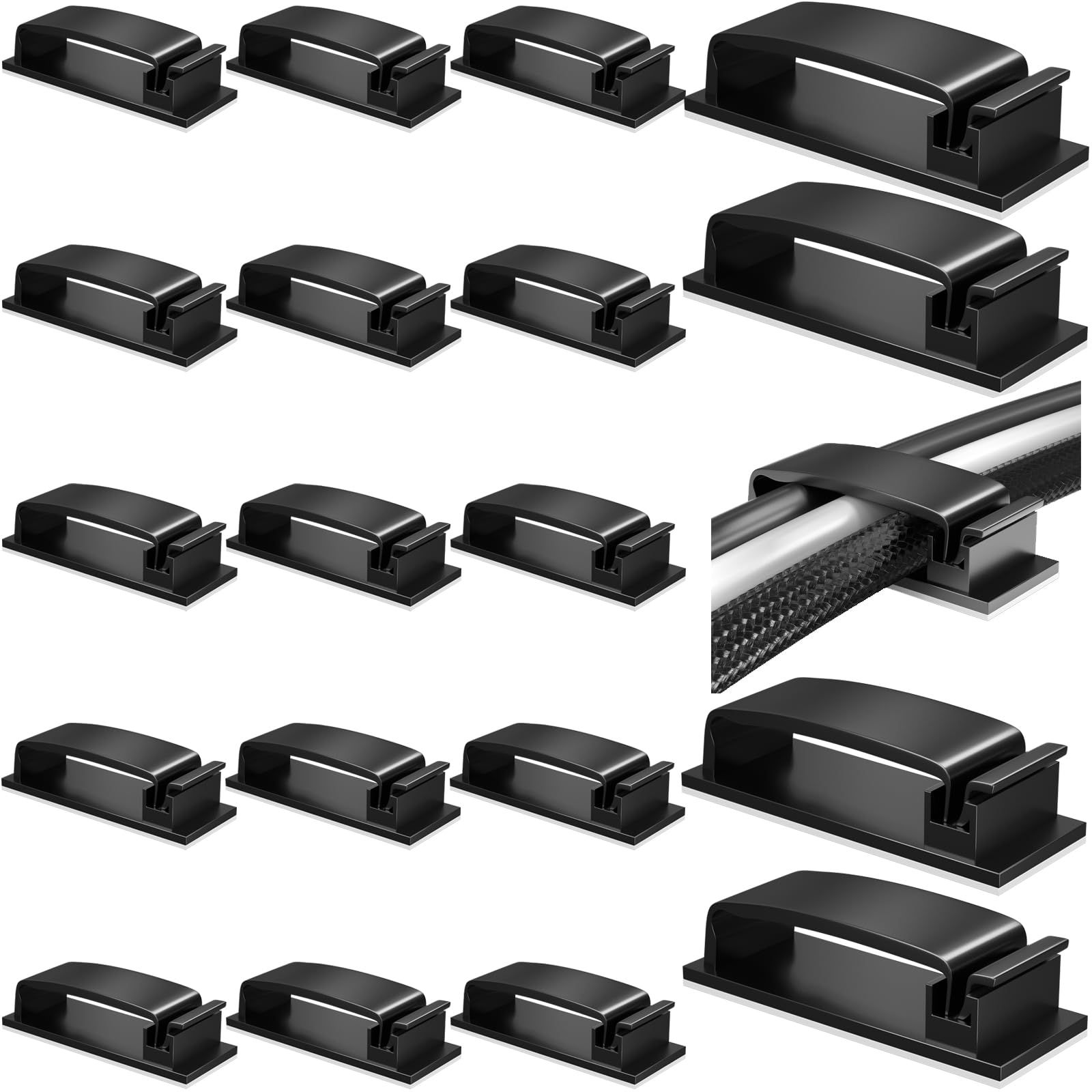 Cable Clips Cord Organizer Under Desk Cable Management 50Pcs 3 Functions Cord Ho