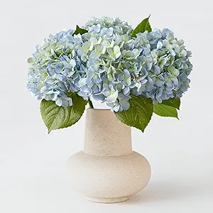 Coastal Summer Porch Refresh with Artificial Light Blue Hydrangea Flowers Large Faux Latex Real Touch Fake Hydrangeas Silk Bouquet wit