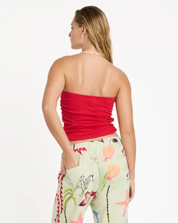 Thumbnail: Billabong Ladies Lottie Hall Splasher Knit Tube Top - True Red Colour