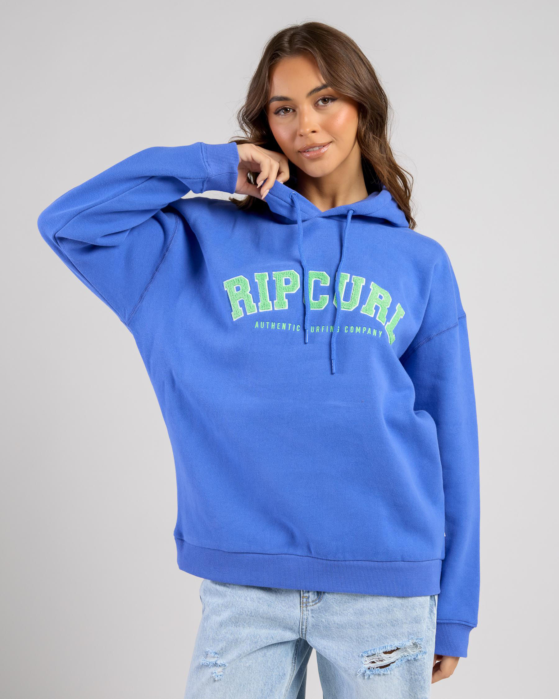 RIPCURL LADY'S VARSITY HOODIE - BLUE OCEAN COLOUR RRP $99.99