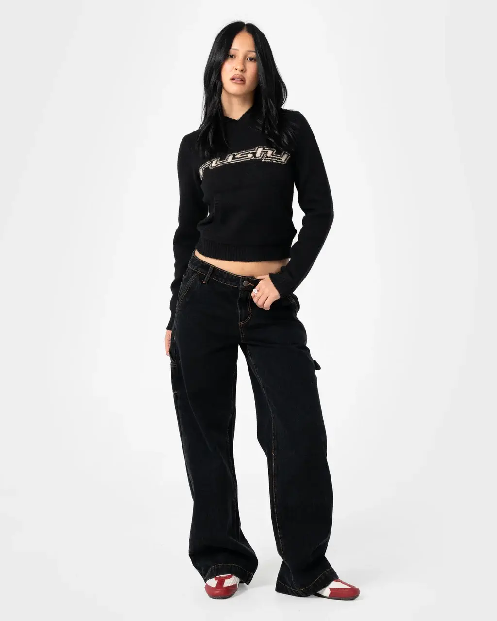 RUSTY WOMENS INTRO SOFIA KNITTED HOOD - BLACK