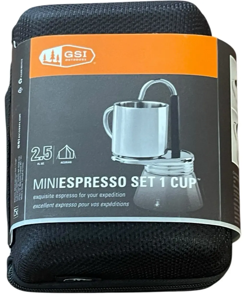 GSI Outdoors Mini Espresso Coffee Set 1 Cup With Case NEW Hiking Trekking