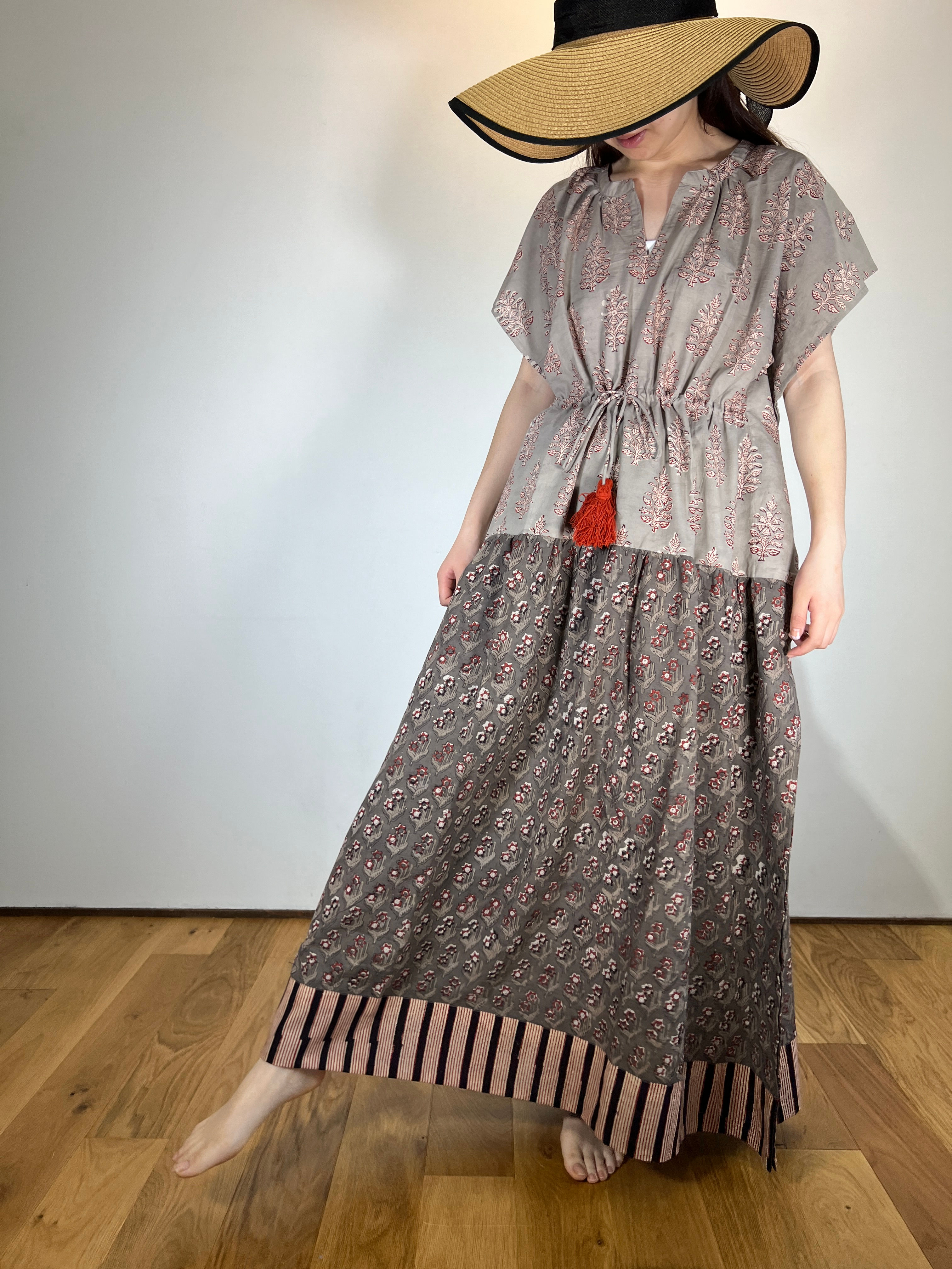 vintage natural dye patchwork kaftan