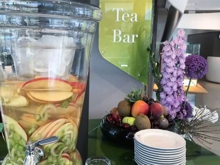 Infused water and fruit at the Clinique La Prairie tea bar