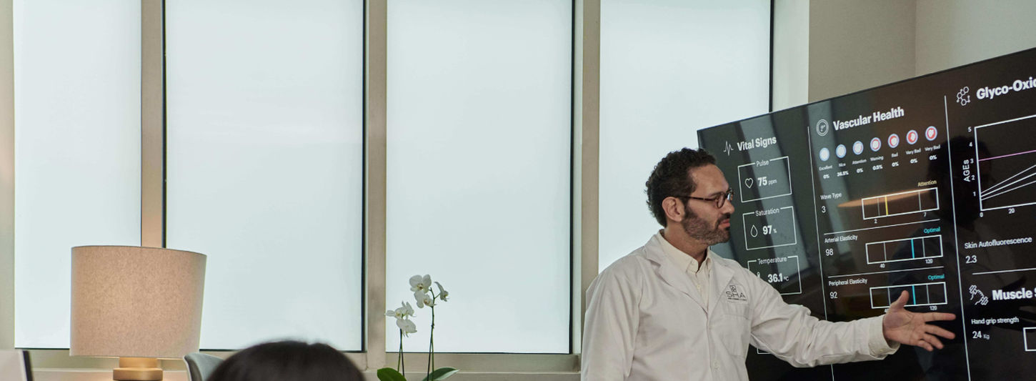 Personalised medical consultation with health diagnostics screen at SHA Wellness Mexico