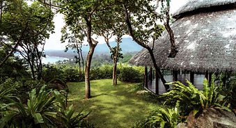 Path through lush garden leading to yoga shala at Kamalaya