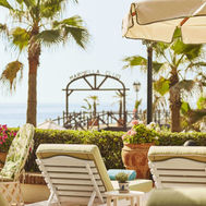 Sun loungers with sea views at Marbella Club Beach Club.