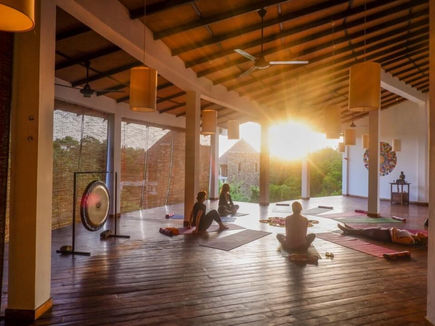 Yoga shala at Sen Wellness Sanctuary during sunset in Sri Lanka