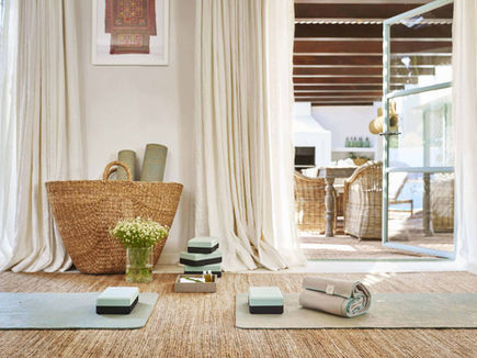 Yoga mats and wellness retreat space at Marbella Club Hotel.