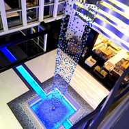 Thermal spa pool area at The View Bouznika with ambient lighting