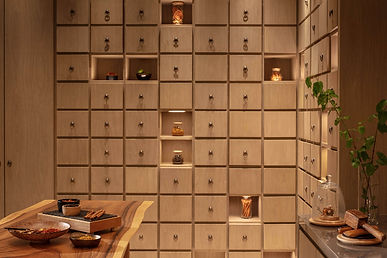 Herbal apothecary room showcasing traditional remedies and natural wellness ingredients.
