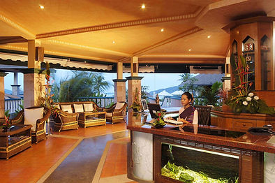 Reception area with sea views at Mangosteen Ayurveda & Wellness Resort in Phuket