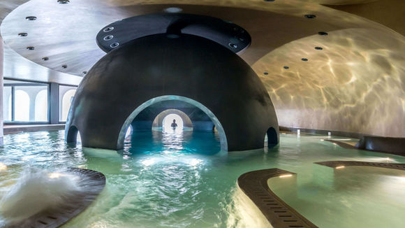 Indoor hydrotherapy pool with domed ceiling at Euphoria Retreat