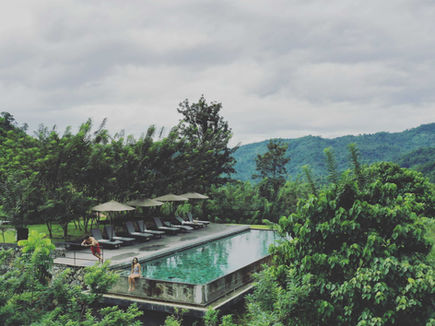 Infinity pool surrounded by tropical greenery at Santani Wellness Resort Sri Lanka