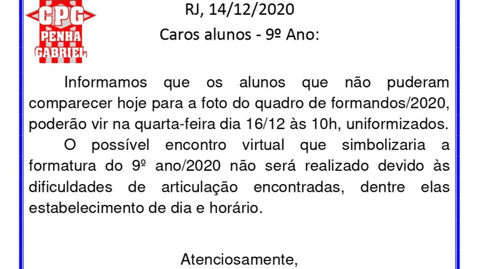 Foto Formandos 9º Ano 2020 (14/12/2020)